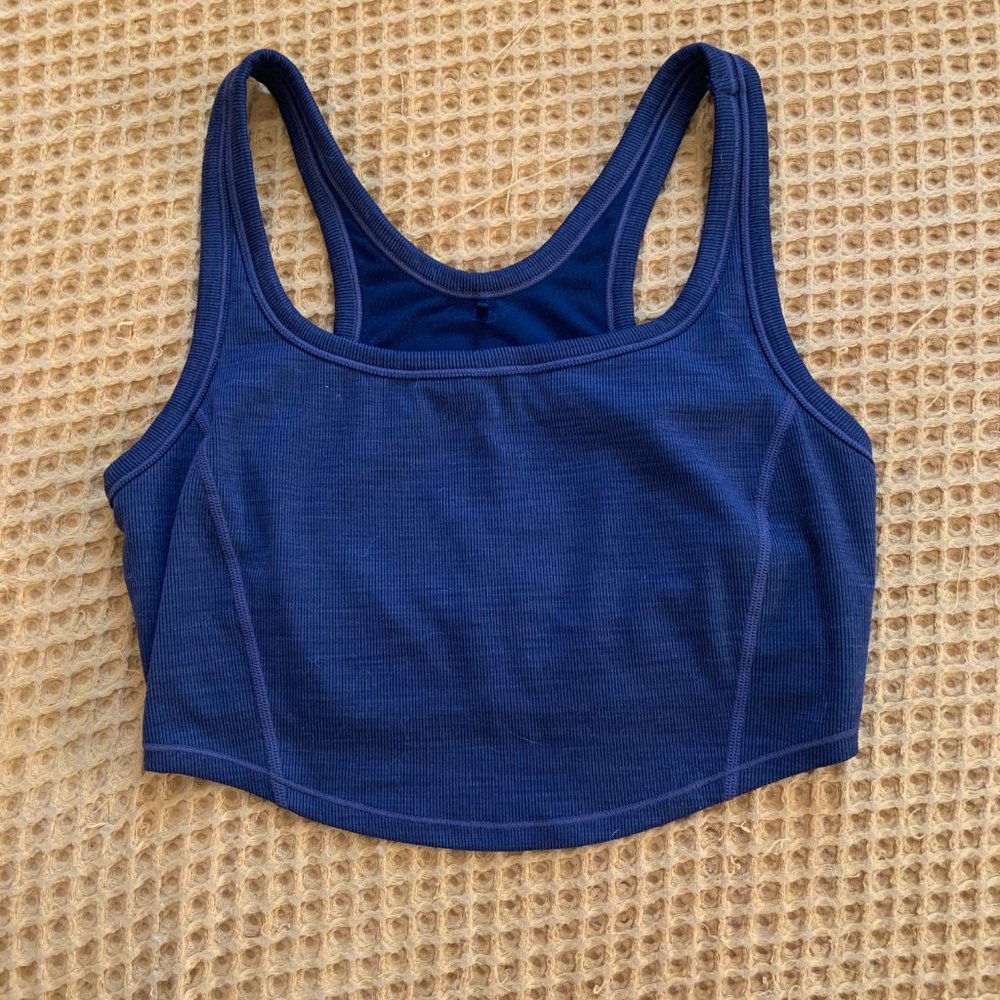 Prana Grey Ribbed Crop Tank